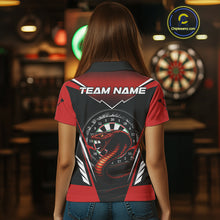 Load image into Gallery viewer, Maroon Cobra &amp; Dartboard Women&#39;s Darts Polo Shirt - Custom Name For Darts Jersey NYN0752