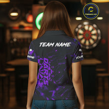 Load image into Gallery viewer, Custom Black And Purple Wolf Dartboard Dart Jersey For Women Outfits Dart Team Jerseys NYN1399