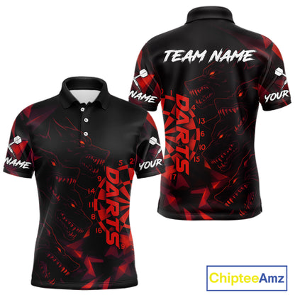Custom Black And Red Wolf Dartboard Dart Jersey For Men Outfits Dart Team Jerseys NYN1400