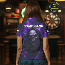 Load image into Gallery viewer, Custom Black-Purple Lightning Skeleton Dart Shirt For Women Dart Tournament Jerseys NYN1405