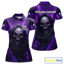 Load image into Gallery viewer, Custom Black-Purple Lightning Skeleton Dart Shirt For Women Dart Tournament Jerseys NYN1405