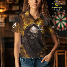 Load image into Gallery viewer, Custom Black-Yellow Lightning Skeleton Dart Shirt For Women Dart Tournament Jerseys NYN1406