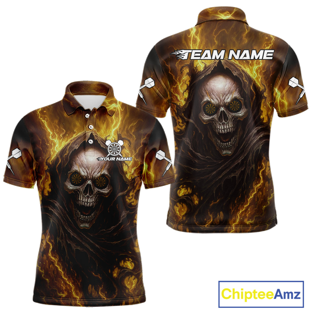 Custom Black-Yellow Lightning Skeleton Dart Shirt For Men Dart Tournament Jerseys NYN1406