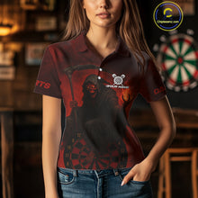 Load image into Gallery viewer, Custom Red Flames Skeleton Dartboard Dart Shirt For Women Dart Tournament Jerseys NYN1409