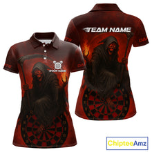 Load image into Gallery viewer, Custom Red Flames Skeleton Dartboard Dart Shirt For Women Dart Tournament Jerseys NYN1409
