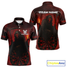 Load image into Gallery viewer, Custom Red Flames Skeleton Dartboard Dart Shirt For Men Dart Tournament Jerseys NYN1409