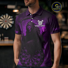 Load image into Gallery viewer, Custom Purple Flames Skeleton Dartboard Dart Shirt For Men Dart Tournament Jerseys NYN1410