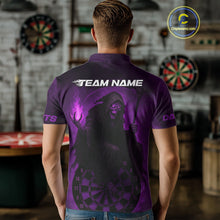 Load image into Gallery viewer, Custom Purple Flames Skeleton Dartboard Dart Shirt For Men Dart Tournament Jerseys NYN1410