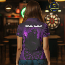 Load image into Gallery viewer, Custom Purple Flames Skeleton Dartboard Dart Shirt For Women Dart Tournament Jerseys NYN1410
