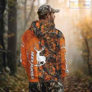 Personalized Orange Camo Deer Hunting 3D Printing Shirts for Hunters, Hunting Gifts NBT129