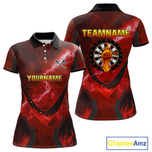 Load image into Gallery viewer, Lightning Red Flame Hand &amp; Darts Women's Darts Shirt - Custom Name For Players NYN0543