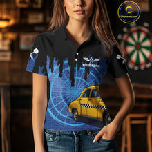 Load image into Gallery viewer, Blue Dartboard &amp; Black Dripping Color Women's Darts Shirt - Custom Name For Players NYN0549