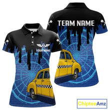 Load image into Gallery viewer, Blue Dartboard &amp; Black Dripping Color Women's Darts Shirt - Custom Name For Players NYN0549