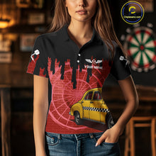 Load image into Gallery viewer, Red Dartboard &amp; Black Dripping Color Women's Darts Shirt - Custom Name For Players NYN0550