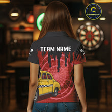 Load image into Gallery viewer, Red Dartboard &amp; Black Dripping Color Women's Darts Shirt - Custom Name For Players NYN0550