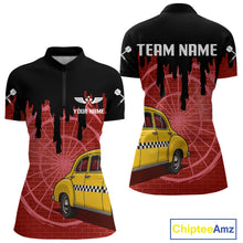 Load image into Gallery viewer, Red Dartboard &amp; Black Dripping Color Women's Darts Shirt - Custom Name For Players NYN0550