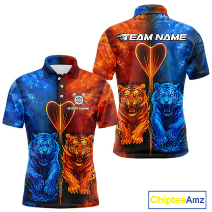 Water-Flame Tiger Dart Arrow Men's Darts Polo Shirt - Custom Name For Darts Jersey NYN0757