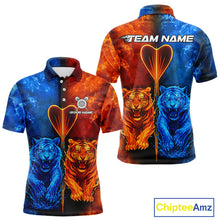 Load image into Gallery viewer, Water-Flame Tiger Dart Arrow Men's Darts Polo Shirt - Custom Name For Darts Jersey NYN0757