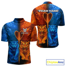 Load image into Gallery viewer, Water-Flame Tiger Dart Arrow Men's Darts 1/4-Zip Shirt - Custom Name For Darts Jersey NYN0757