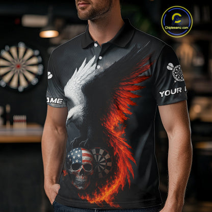 Custom Patriotic Dart Shirt For Men Personalized Skull Red Eagle Dart Team Jerseys NYN1060