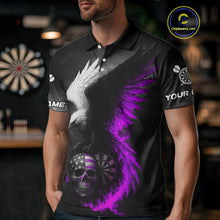 Load image into Gallery viewer, Custom Patriotic Dart Shirt For Men Personalized Skull Purple Eagle Dart Team Jerseys NYN1061