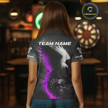 Custom Patriotic Dart Shirt For Women Personalized Skull Purple Eagle Dart Team Jerseys NYN1061