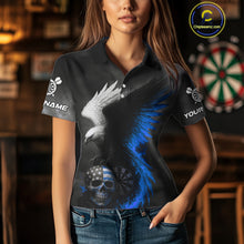 Load image into Gallery viewer, Custom Patriotic Dart Shirt For Women Personalized Skull Blue Eagle Dart Team Jerseys NYN1062