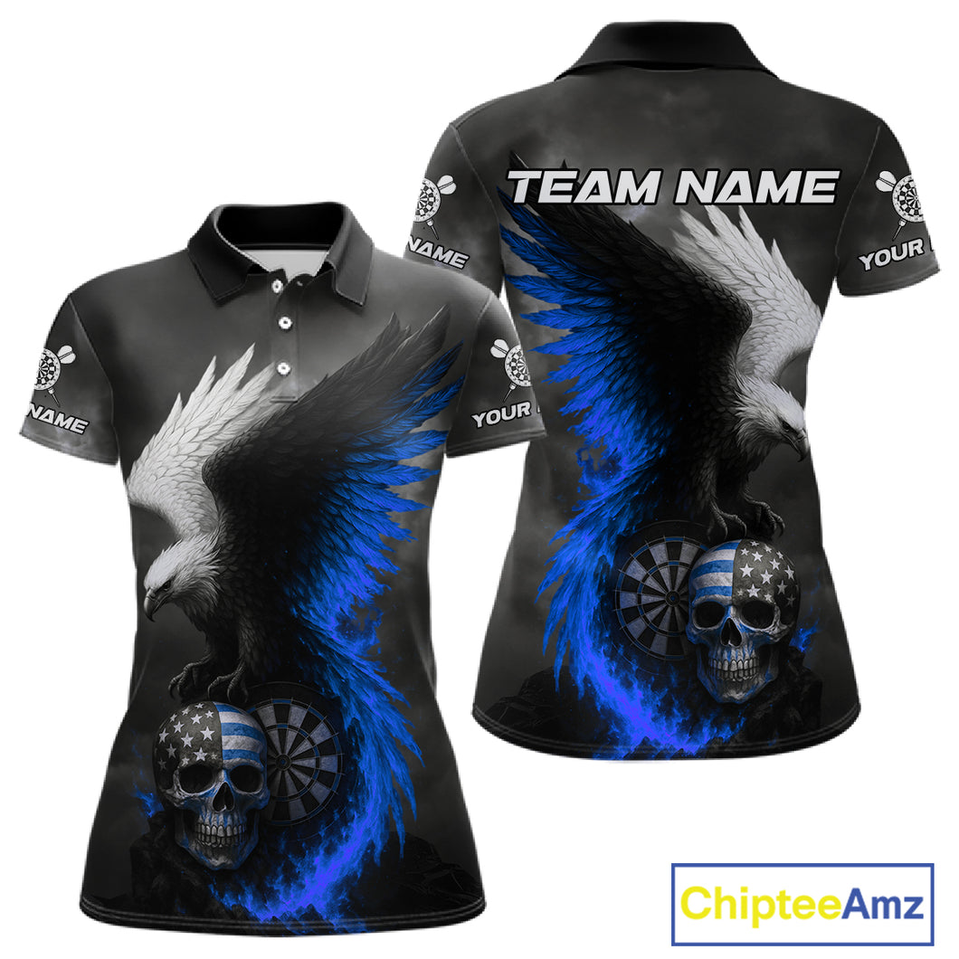 Custom Patriotic Dart Shirt For Women Personalized Skull Blue Eagle Dart Team Jerseys NYN1062