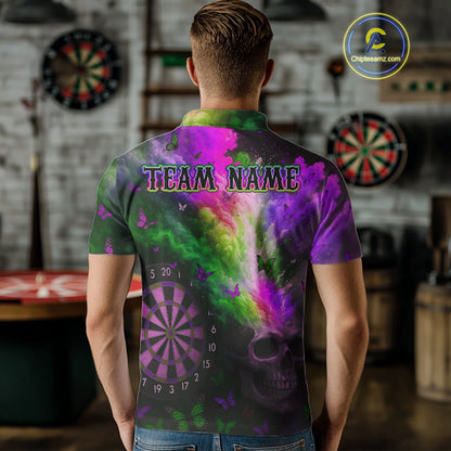Custom Colorful Smoke Skull Dartboard Men Dart Shirt Outfits Butterflies Dart Jerseys NYN1065