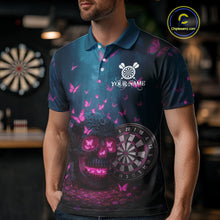 Load image into Gallery viewer, Custom Blue And Pink Butterflies Skull Dart Shirt For Men Romantic Darts Team Jerseys NYN1070