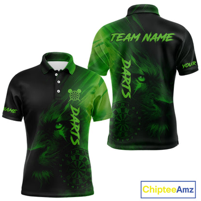 Custom Black-Green Horror Lion Dartboard Dart Polo Shirt For Men Grunge Dart Jerseys NYN1412