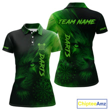 Load image into Gallery viewer, Custom Black-Green Horror Lion Dartboard Dart Polo Shirt For Women Grunge Dart Jerseys NYN1412