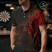 Load image into Gallery viewer, Custom Black-Red Horror Lion Dartboard Dart Polo Shirt For Men Grunge Dart Jerseys NYN1413