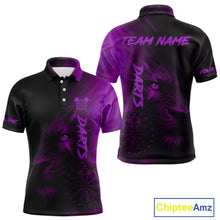 Load image into Gallery viewer, Custom Black- Purple Horror Lion Dartboard Dart Polo Shirt For Men Grunge Dart Jerseys NYN1414