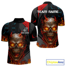 Load image into Gallery viewer, Flaming Skull Dartboard Red Black Darts Shirt For Men - Custom Name For Players NYN0556
