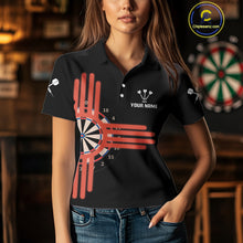 Load image into Gallery viewer, Grunge US Flag &amp; Dartboard Custom Darts Polo Shirt For Women - Darts Team Jersey NYN0762