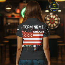 Load image into Gallery viewer, Grunge US Flag &amp; Dartboard Custom Darts Polo Shirt For Women - Darts Team Jersey NYN0762