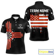 Load image into Gallery viewer, Grunge US Flag &amp; Dartboard Custom Darts Polo Shirt For Men - Darts Team Jersey NYN0762