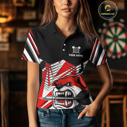 Bulldog Play Dart Arrow Custom Darts Polo Shirt For Women - Darts Team Jersey NYN0764