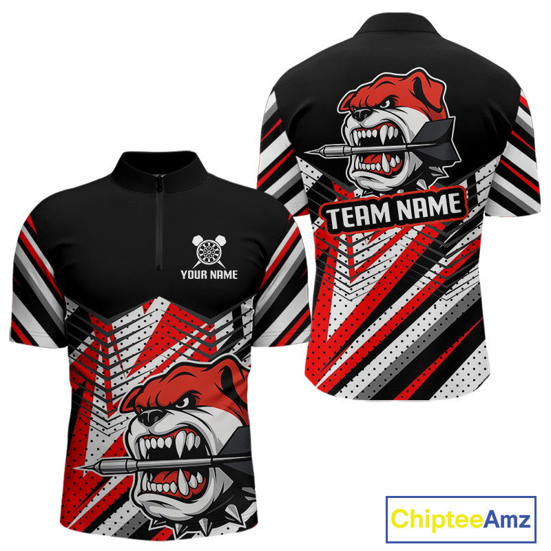 Bulldog Play Dart Arrow Custom Darts 1/4-Zip Shirt For Men - Darts Team Jersey NYN0764