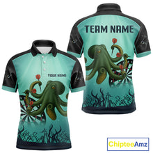 Load image into Gallery viewer, Custom Men's Darts Polo Jersey Green Octopus Play Dart Arrows For Darts Team NYN0767