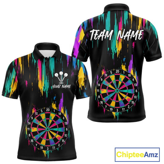 Custom Colorful Grunge Dartboard Darts Jerseys For Men, Darts Team Shirt Personalized NYN1093