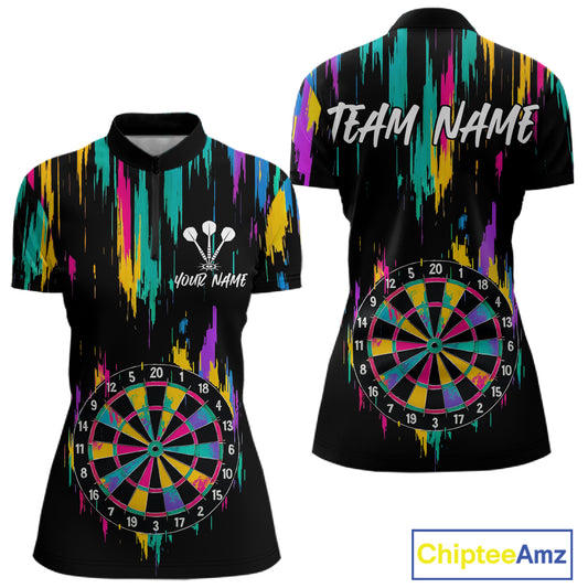 Custom Colorful Grunge Dartboard Darts Jerseys For Women, Darts Team Shirt Personalized NYN1093