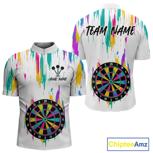 Custom Colorful Grunge Dartboard Darts Jerseys For Men, Darts Team Shirt Personalized NYN1094