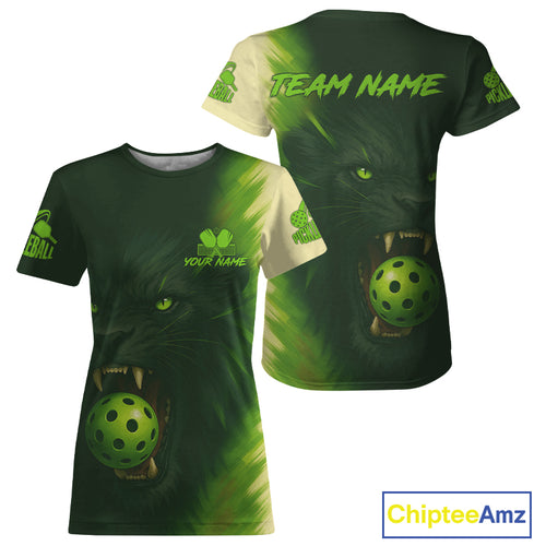 Custom Green Lion Grunge Pickleball Ball T-Shirt For Women Pickleball Tournament Outfits NYN1428