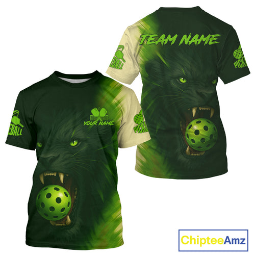 Custom Green Lion Grunge Pickleball Ball T-Shirt For Men Pickleball Tournament Outfits NYN1428