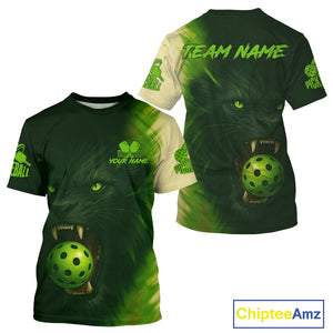 Custom Green Lion Grunge Pickleball Ball T-Shirt For Men Pickleball Tournament Outfits NYN1428