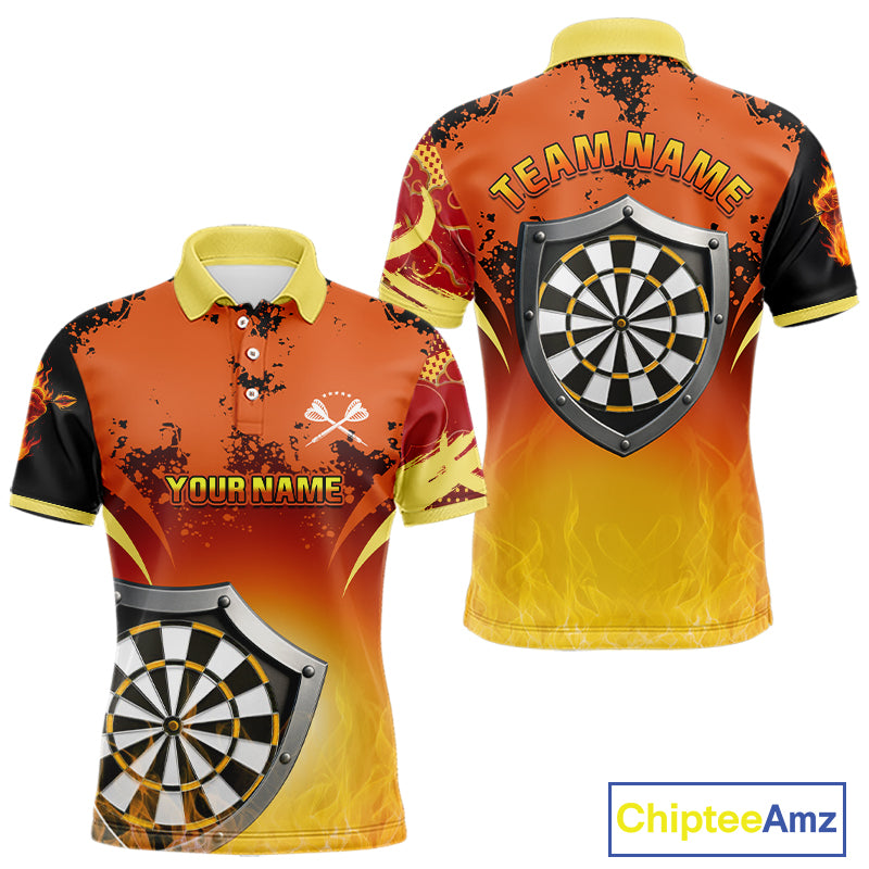 Flaming Shield Dartboard Multi Color Darts Shirt For Men - Custom Name For Players NYN0564