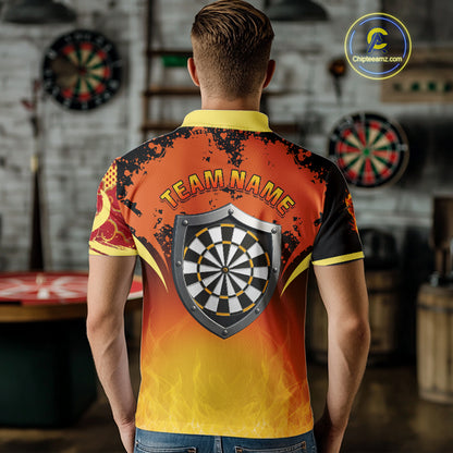 Flaming Shield Dartboard Multi Color Darts Shirt For Men - Custom Name For Players NYN0564