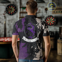 Load image into Gallery viewer, Back &amp; Purple Shark Dartboard Grunge Men's Darts Shirt - Custom Name For Players NYN0566